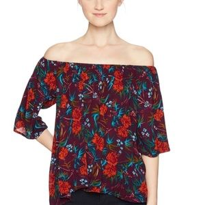 NWT Volcom Top Sz S Off the Shoulder Floral